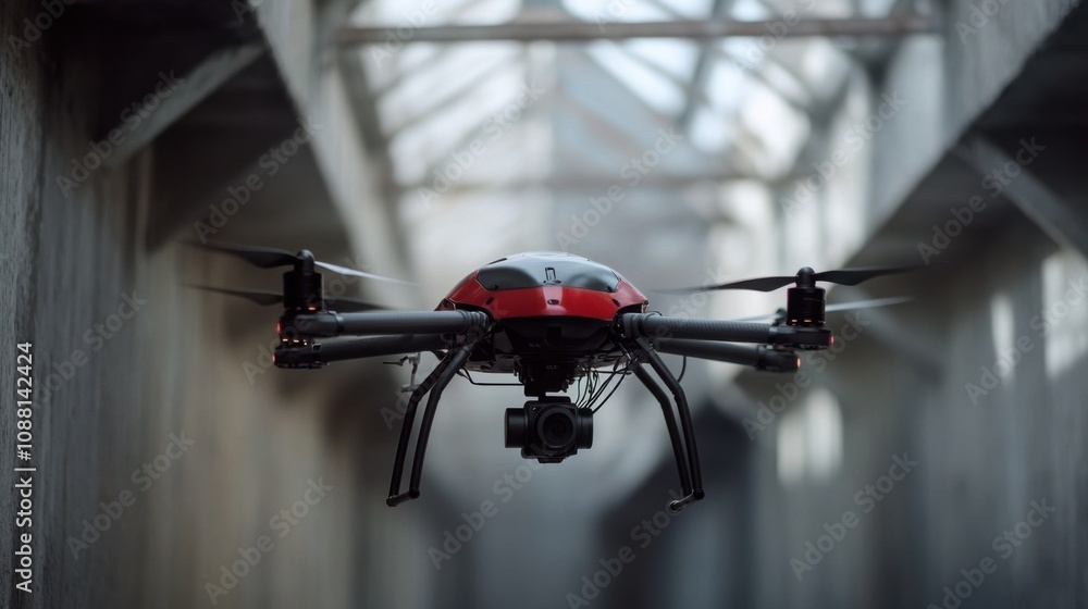 Aufkleber A high-tech AI-driven autonomous drone for real-time infrastructure inspections, clean urban infrastructure with drones designed for detailed and timely inspection of buildings and structures