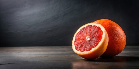Ripe red grapefruit on a black table, grapefruit, fruit, ripe, red, vibrant, fresh, citrus, healthy, food, juicy, delicious