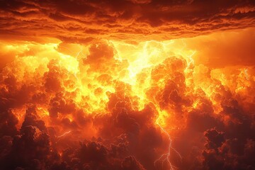 Lightning-illuminated cumulonimbus clouds at sunset nature photography dramatic sky view