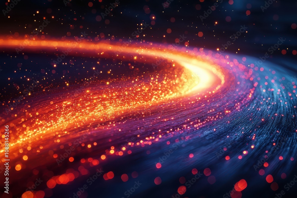 Poster dynamic cosmic speed effect with glowing trails in the universe digital art vibrant environment abst
