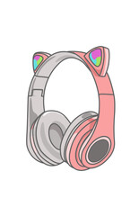 illustration of a cute pink headset with ear accessories