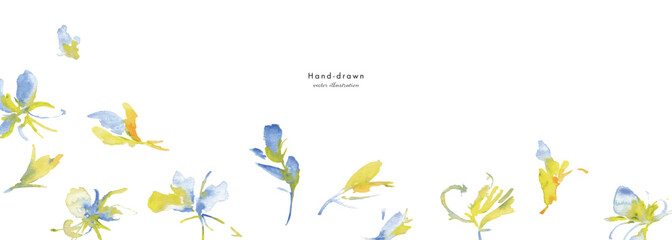 水彩画。水彩タッチの花びらのベクターイラスト背景。花の水彩イラスト。手書きのエレガントな花びら背景。Watercolor. Watercolor touch flower petals vector illustration background. Watercolor illustration of flowers. Hand drawn elegant petals background.