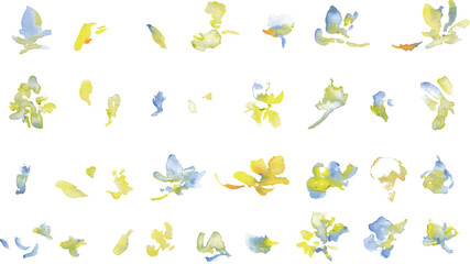 水彩画。水彩タッチの花びらのベクターイラスト背景。花の水彩イラスト。手書きのエレガントな花びら背景。Watercolor. Watercolor touch flower petals vector illustration background. Watercolor illustration of flowers. Hand drawn elegant petals background.