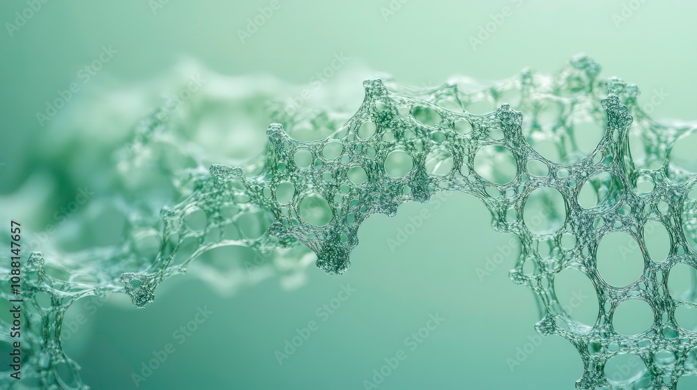 Poster a closeup of delicate green bubbles forming an abstract shape on the surface, set against a soft min