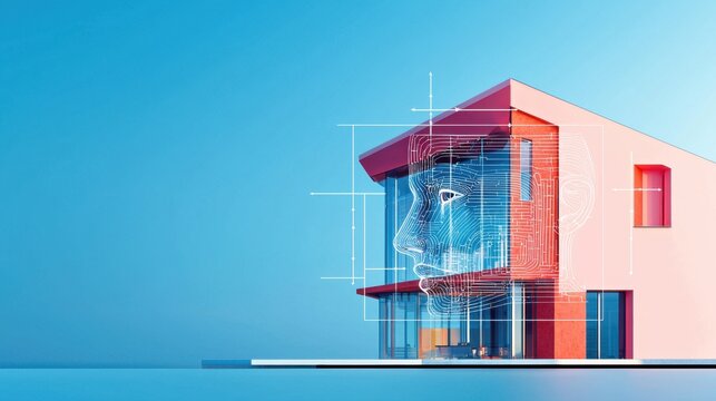 Futuristic house design urban city digital art modern innovative
