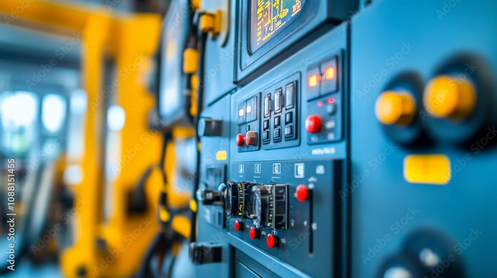 Poster close-up of welding machine controls in operation