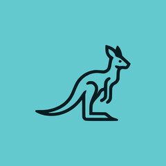 simple kangaroo wild animal line logo vector illustration template design