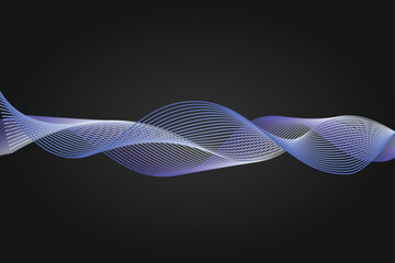 Stylish wave elements for contemporary design. Digital frequency response illustration. Minimalistic line art composition. Vectors wave gradients with blended effects. Graceful curved lines