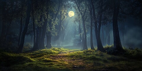 Obraz premium Moonlit Forest Path