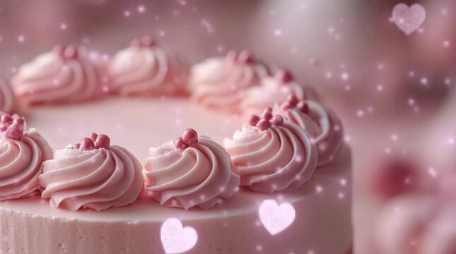 Strawberry cake, close up of birthday cake