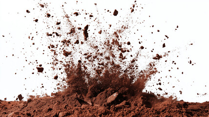 Dirt and soil particles billow up into the air.