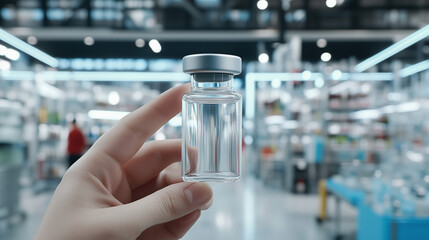 A Healthcare Professional Holding a Vaccine Vial in a Clean, Modern Clinic, Highlighting Vaccine Coverage and Public Health Efforts Against a Blurred Background.