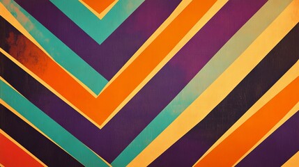 24.A retro-inspired abstract background with bright, zigzagging stripes in bold colors like orange, purple, and teal. The lines overlap and create a layered effect, resulting in a visually striking