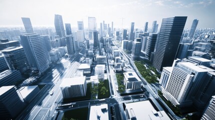Obraz premium A high-tech AI-powered digital twin for smart city planning, modern urban setting with advanced simulation tools and real-time data integration for city management, Urban style