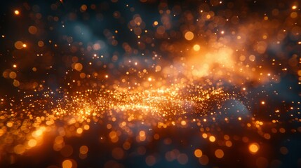 Fototapeta premium Golden Sparkles And Abstract Lights On Black Background. Defocused Festive Abstract Background
