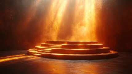 Elegant Podium with Light Rays in Dark Background