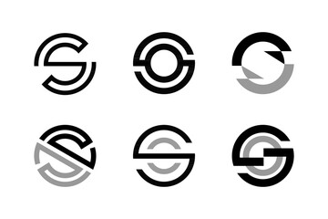 Set of S circle monogram logo line modern business design