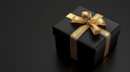 Fototapeta premium Black Gift Box with Golden Bow