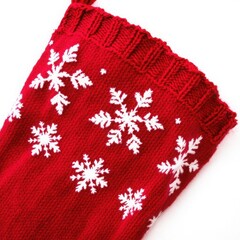 Red Knitted Stocking with White Snowflakes  
