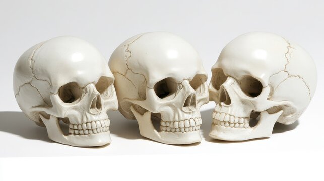 Realistic Skull Model with Removable Sections on White Background