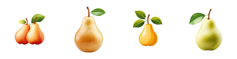 Flat style illustration of pear isolated on white background. Mix Collection Png.
