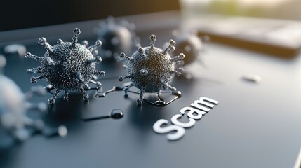 Digital risk alert: text Scam as cautionary message cyber fraud, phishing, internet deception, focusing on growing threats of online crime and need for security awareness, technological protection.