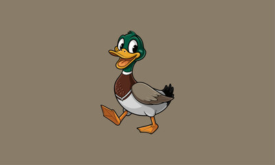 Fototapeta premium Cheerful cartoon duck walking with a happy expression