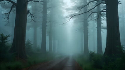 Fototapeta premium Foggy Morning in a Majestic Forest