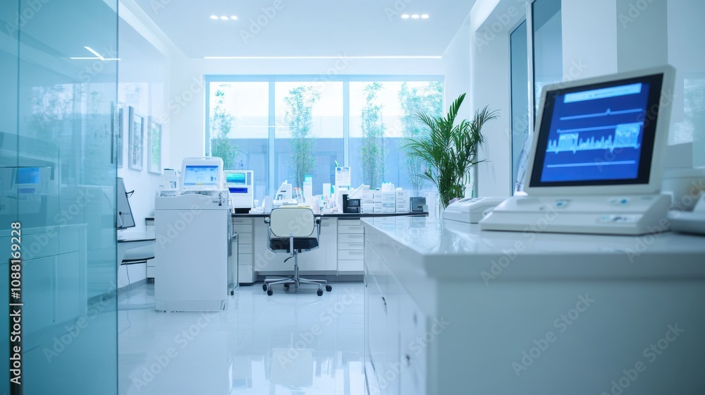 Aufkleber a high-tech ai-powered smart health diagnostics system, modern medical office with advanced tools fo