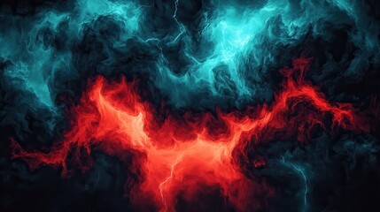 Fototapeta premium A vibrant abstract design featuring swirling blue and red clouds, evoking a sense of energy and cosmic movement.