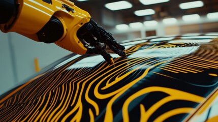Robotic Arm Painting Intricate Designs on Car