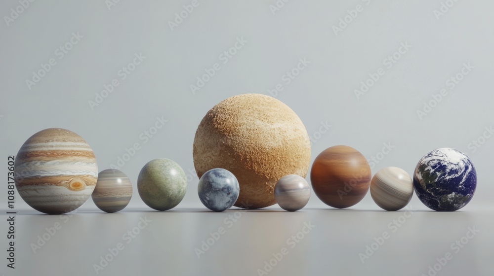 Aufkleber stunning representation of the solar system featuring realistic planetary models displayed on a soft