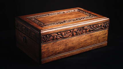 A classic wooden box with an elegant black background