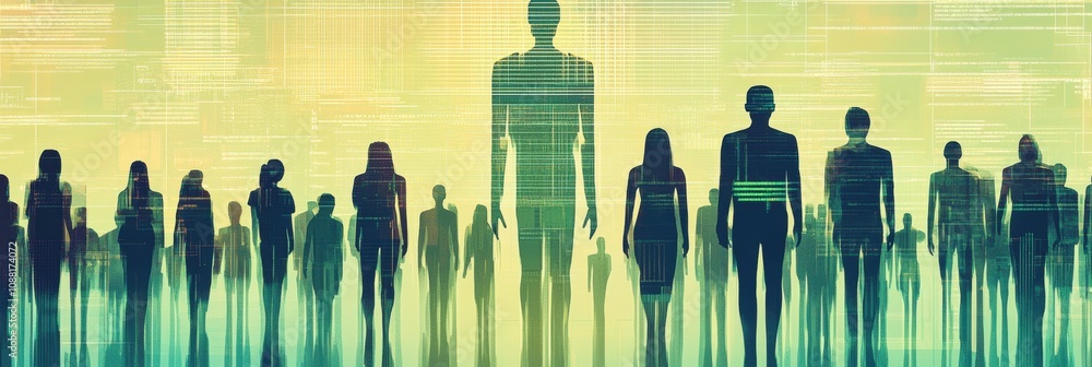 Leinwandbilder a diverse group of individuals stands together, engaging with a futuristic abstract ai system at a t