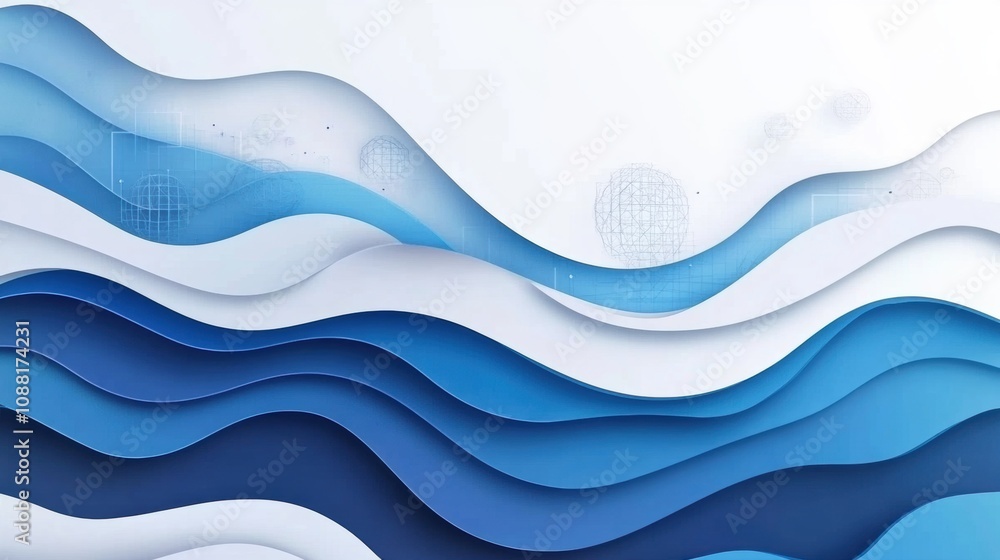 Poster modern abstract blue waves background with soft curves and gradient layers for creative and professi