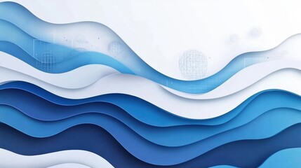 Fototapeta premium Modern Abstract Blue Waves Background with Soft Curves and Gradient Layers for Creative and Professional Design Projects