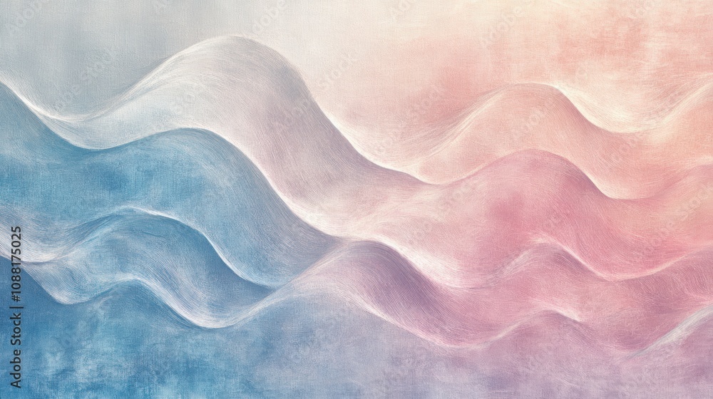 Poster abstract waves in soft pastel hues creating a gentle flowing pattern ideal for modern home decor and