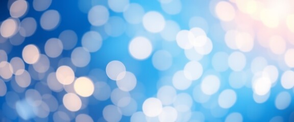 Glowing abstract blue bokeh circles create a magical background