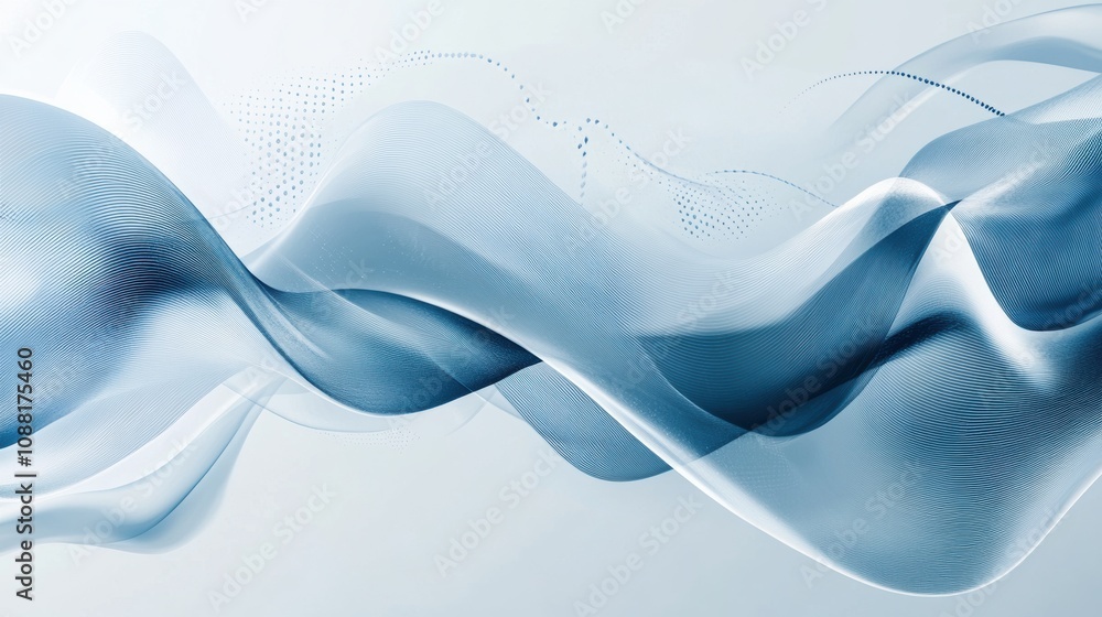 Poster ethereal blue waves abstract background with soft flowing curves and elegant fluid design elements f