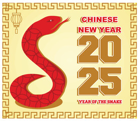 Obraz premium Happy Chinese New Year 2025, new Year of the Snake.