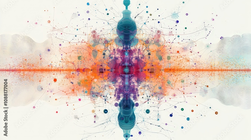 Poster a depiction of artificial intelligence evolving through iterative training, with layers of adjustmen