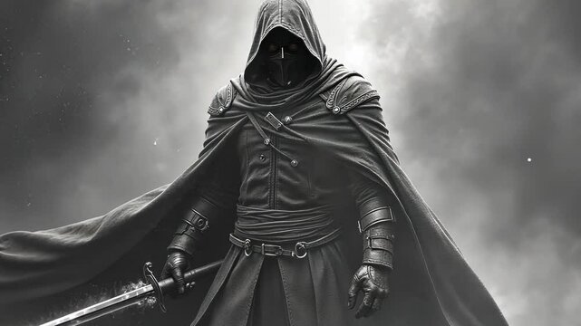 The Mysterious Dark Knight: A Monochrome Masterpiece of Fantasy