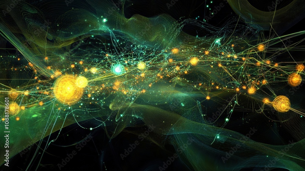 Aufkleber a flow of data through a neural network, highlighting the transformation from basic inputs to sophis