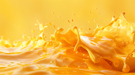 Splash of Melted Cheddar Cheese, Droplets Floating in Mid-Air.