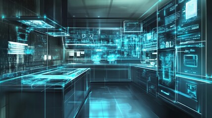 Fototapeta premium Sleek Kitchen with High-Tech Gadgets and Futuristic Design