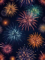 Colorful fireworks display against a dark night sky