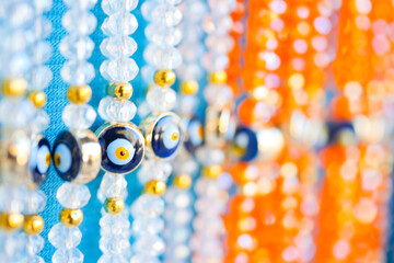 Colorful Beaded Handcrafted Wall Decor with Lucky Eye Charms