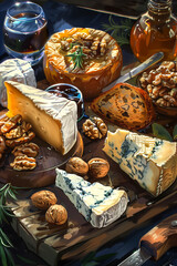 Truffle Brie and Aged Mimolette on Gourmet Cheese Board.