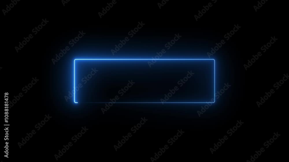 Aufkleber mini square rectangle picture frame with neon various color animation on black background. 4k motion