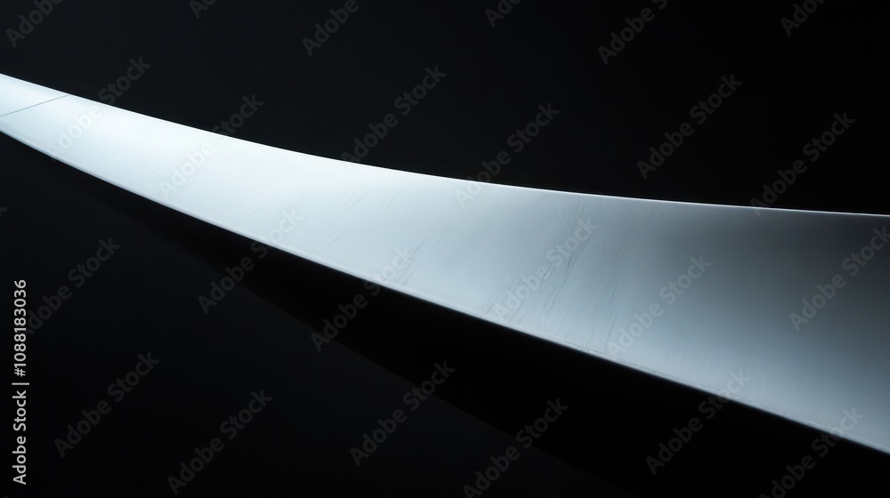 Poster a macro shot of a wind turbine blade's aerodynamic design and composite material structure, renewabl